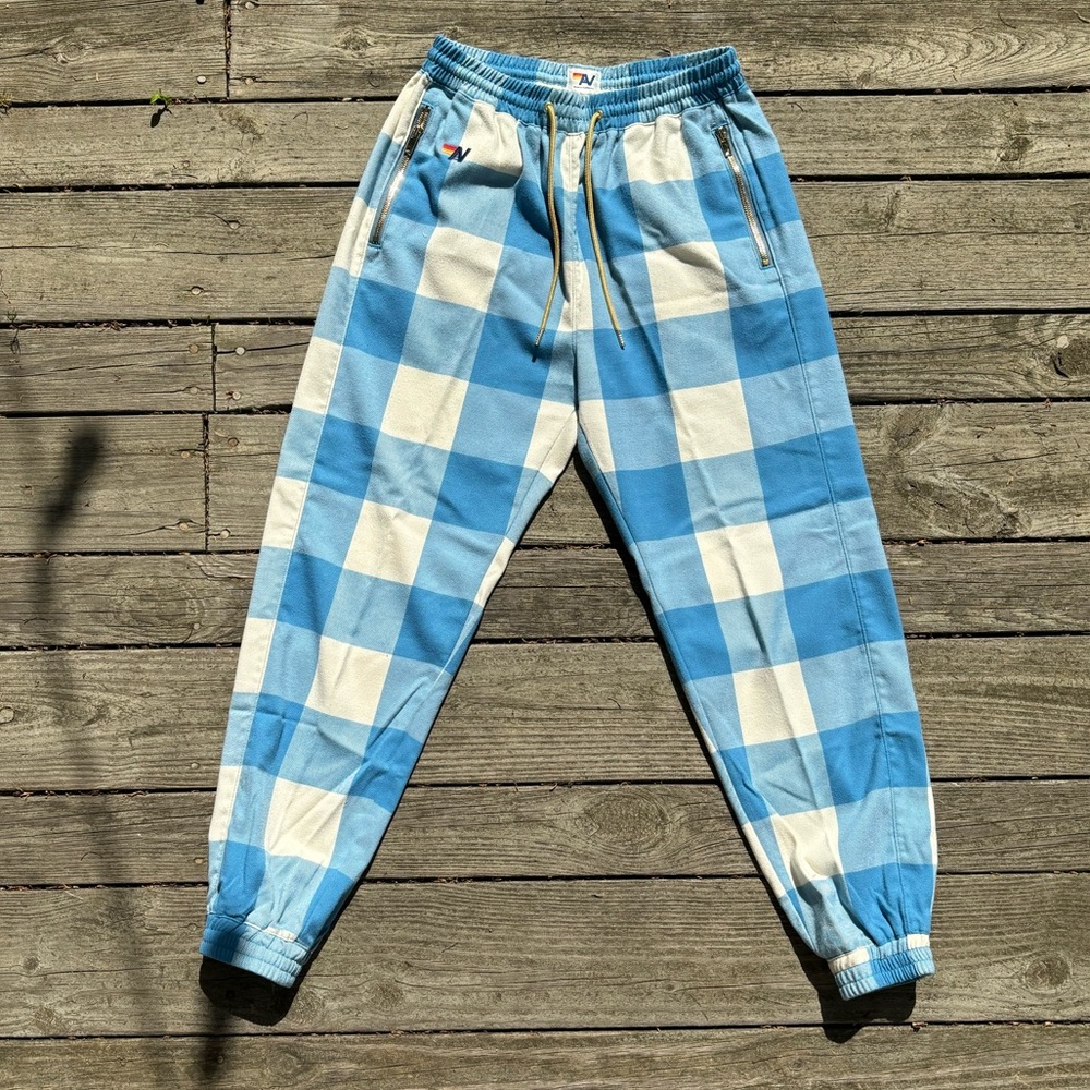 Aviator Nation Plaid Lodge Pant- Sky Plaid